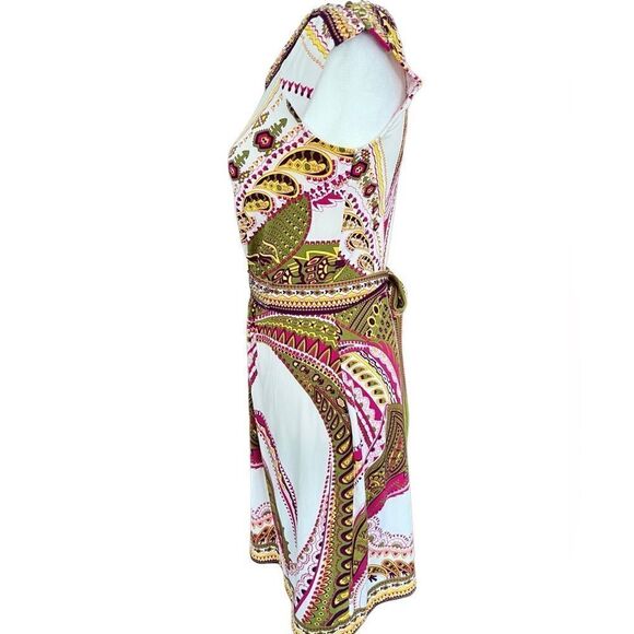 Dress Barn abstract print embellished dress with tie back polyester/spandex sz 4 - Picture 6 of 9